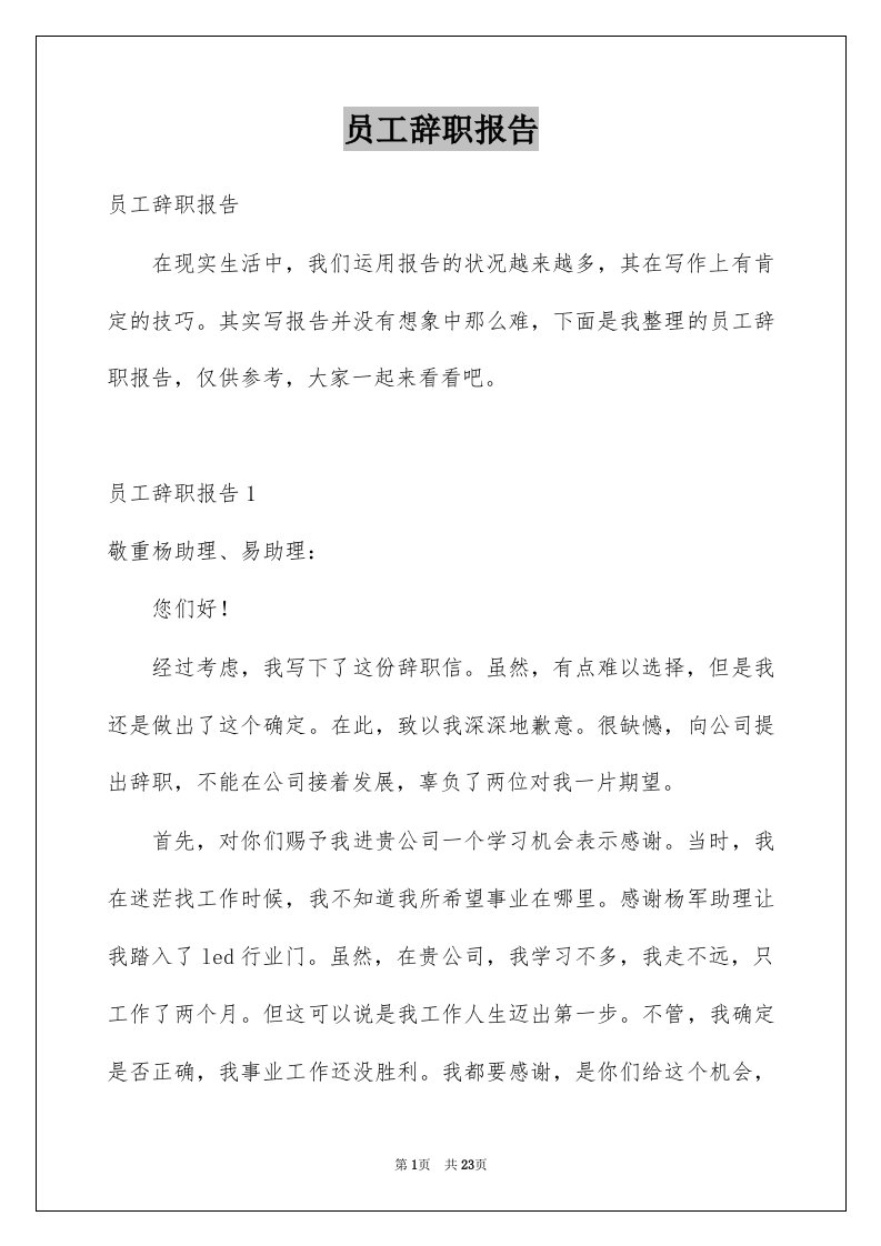 员工辞职报告例文62