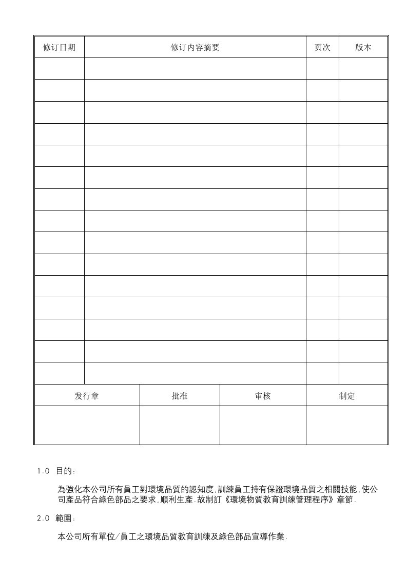 环境物质教育训练管理程序