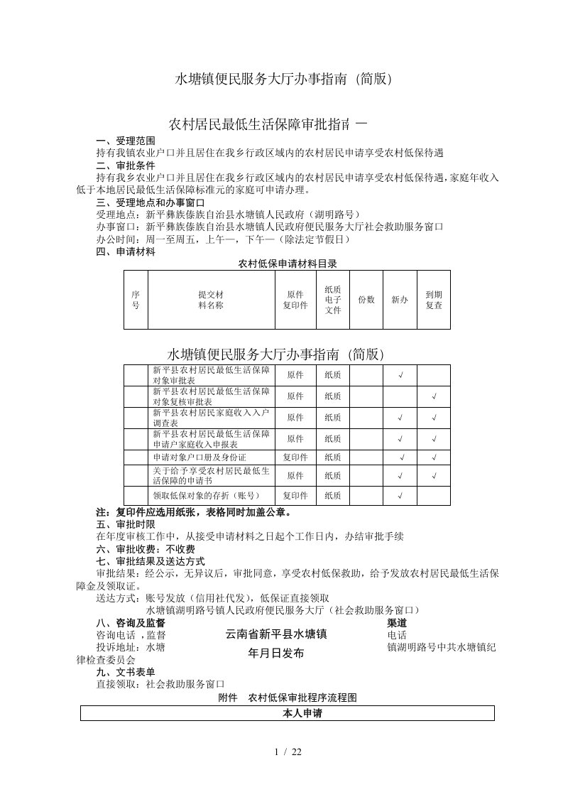 水塘镇便民服务大厅办事指南