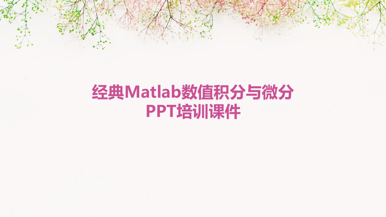 经典matlab数值积分与微分培训课件