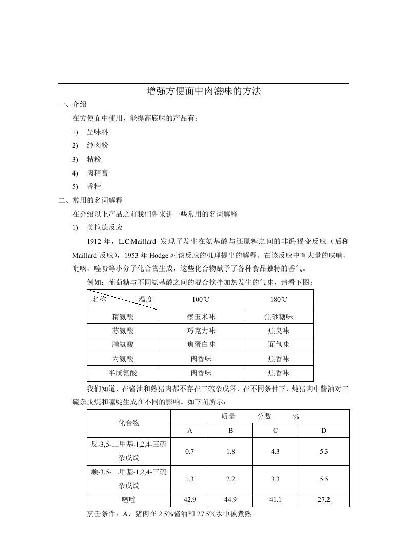 精选方便面中增强肉味的添加剂