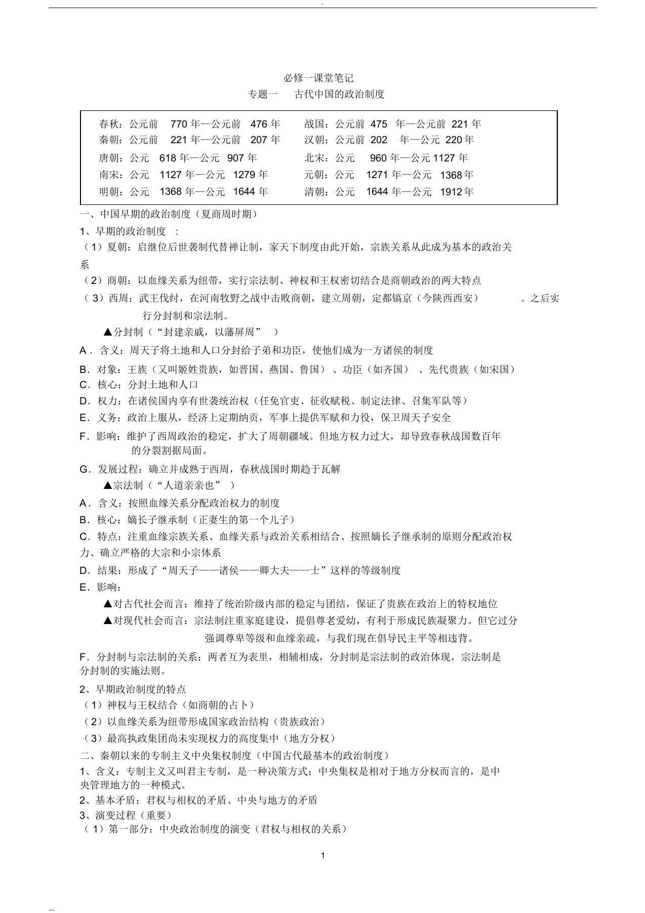 高中历史笔记(完整版)