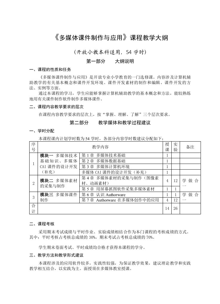 促销管理-多媒体课件制作与应用课程教学大纲