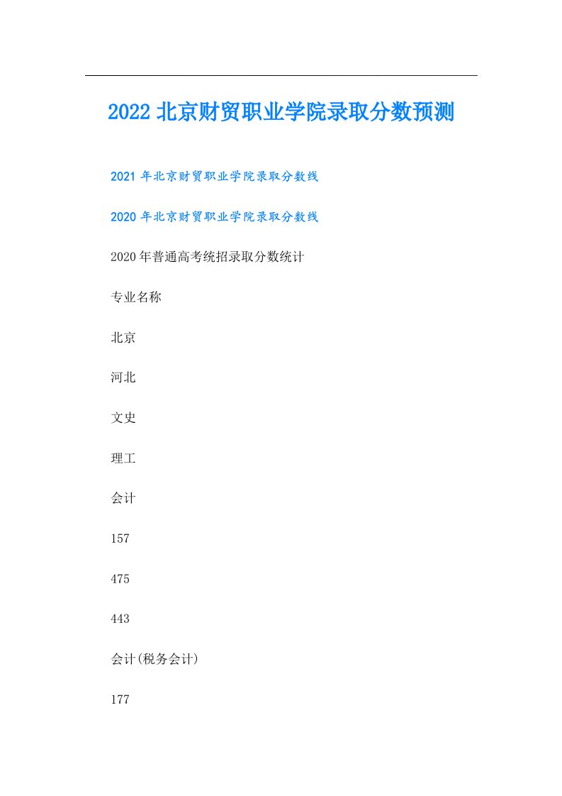 北京财贸职业学院录取分数预测