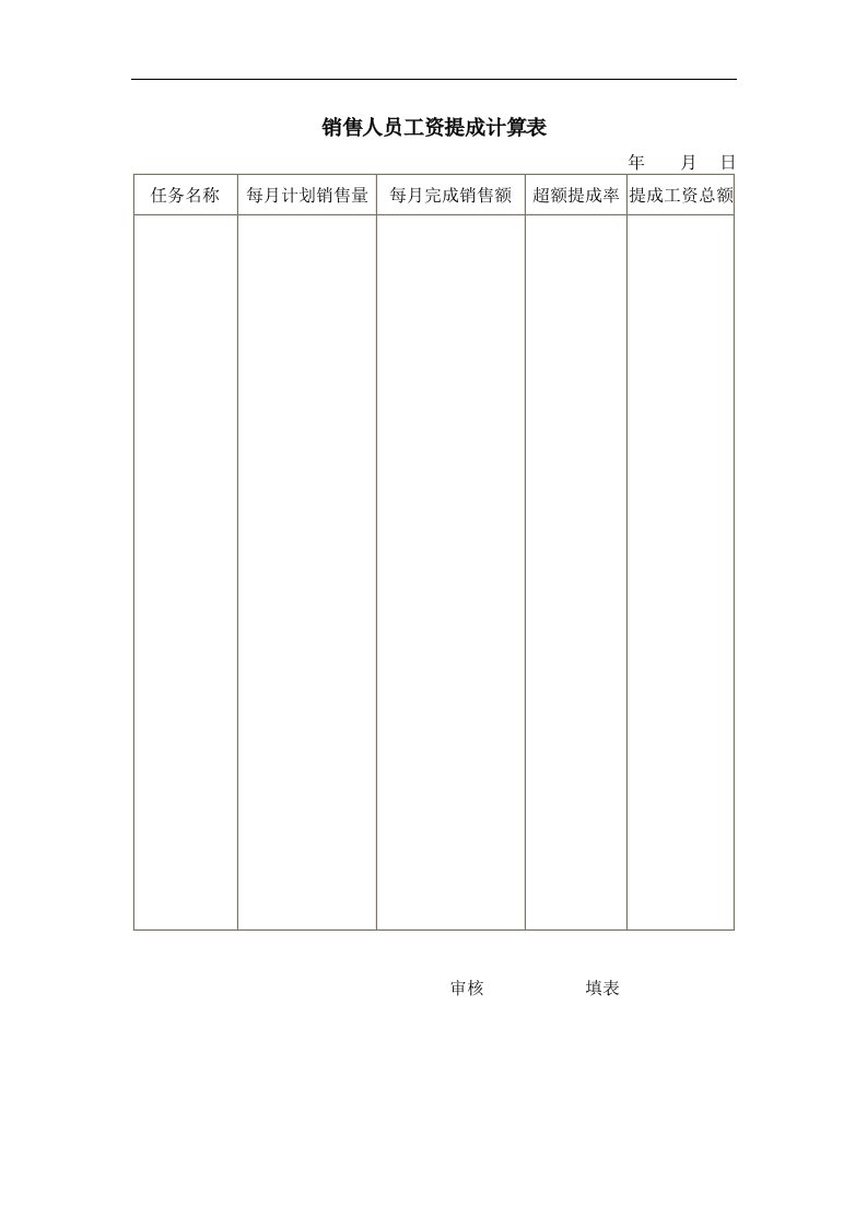 销售人员工资提成计算表