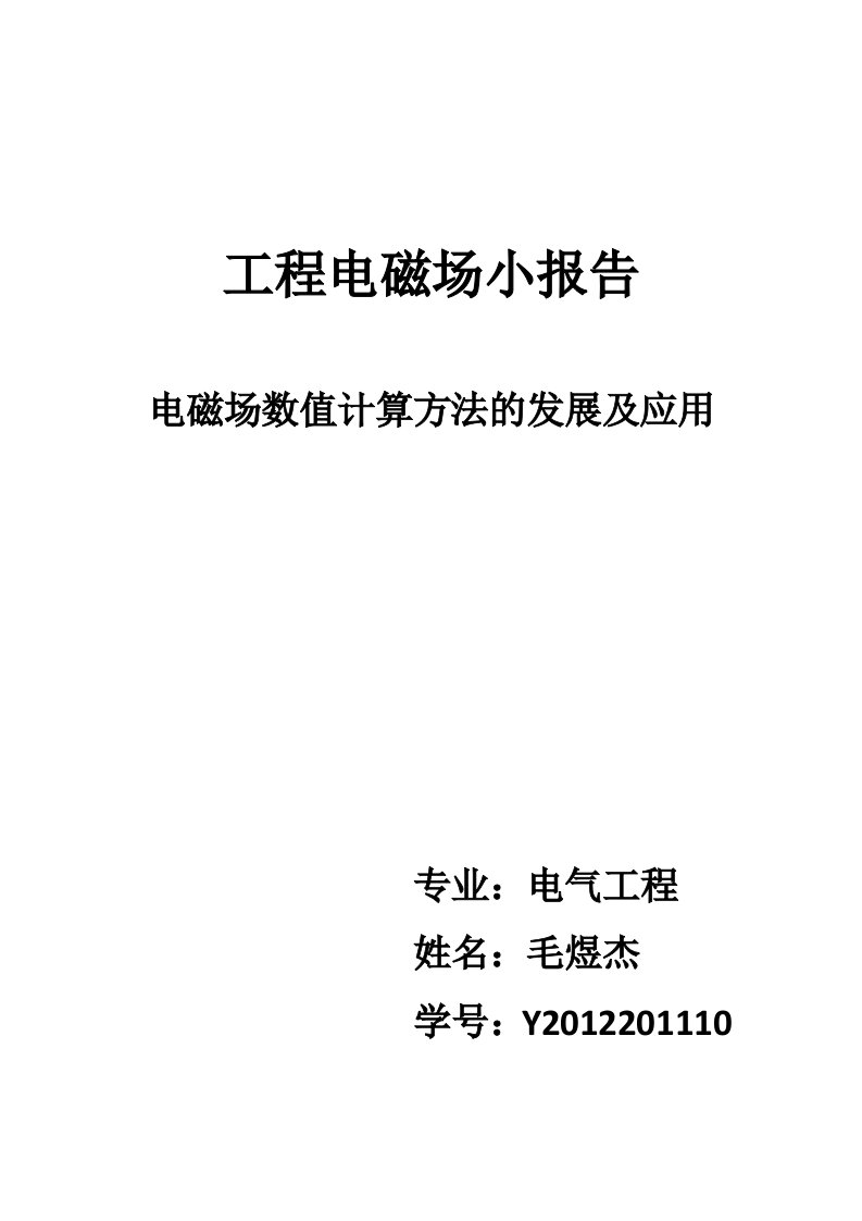 电磁场数值计算方法发展应用