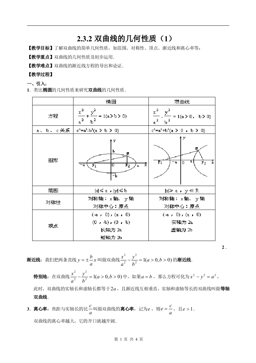 2[1]32双曲线的几何性质（1）