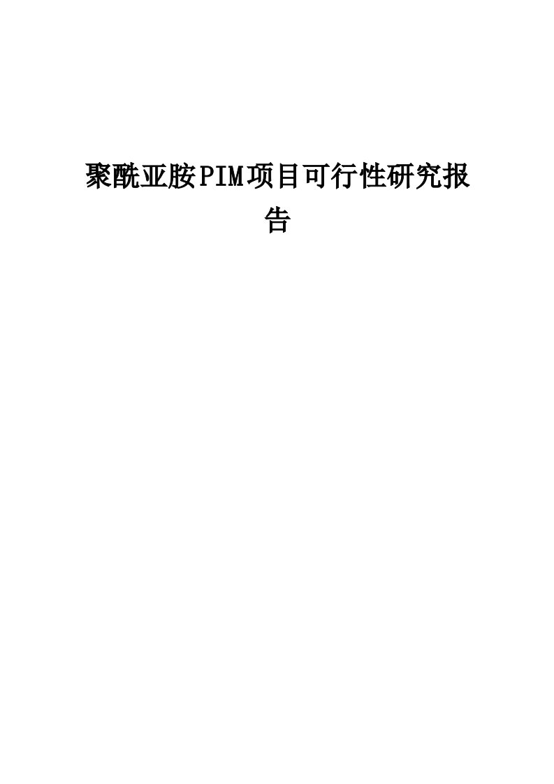 聚酰亚胺PIM项目可行性研究报告