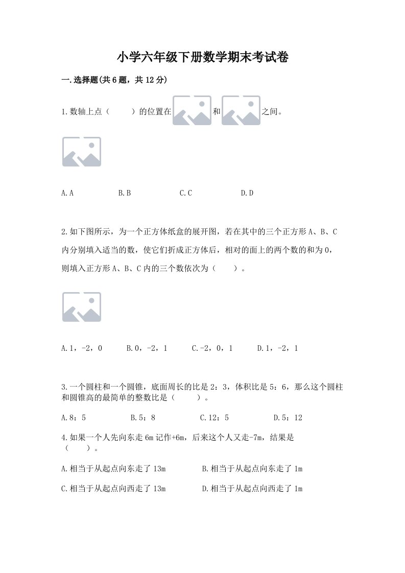 小学六年级下册数学期末考试卷精品（网校专用）