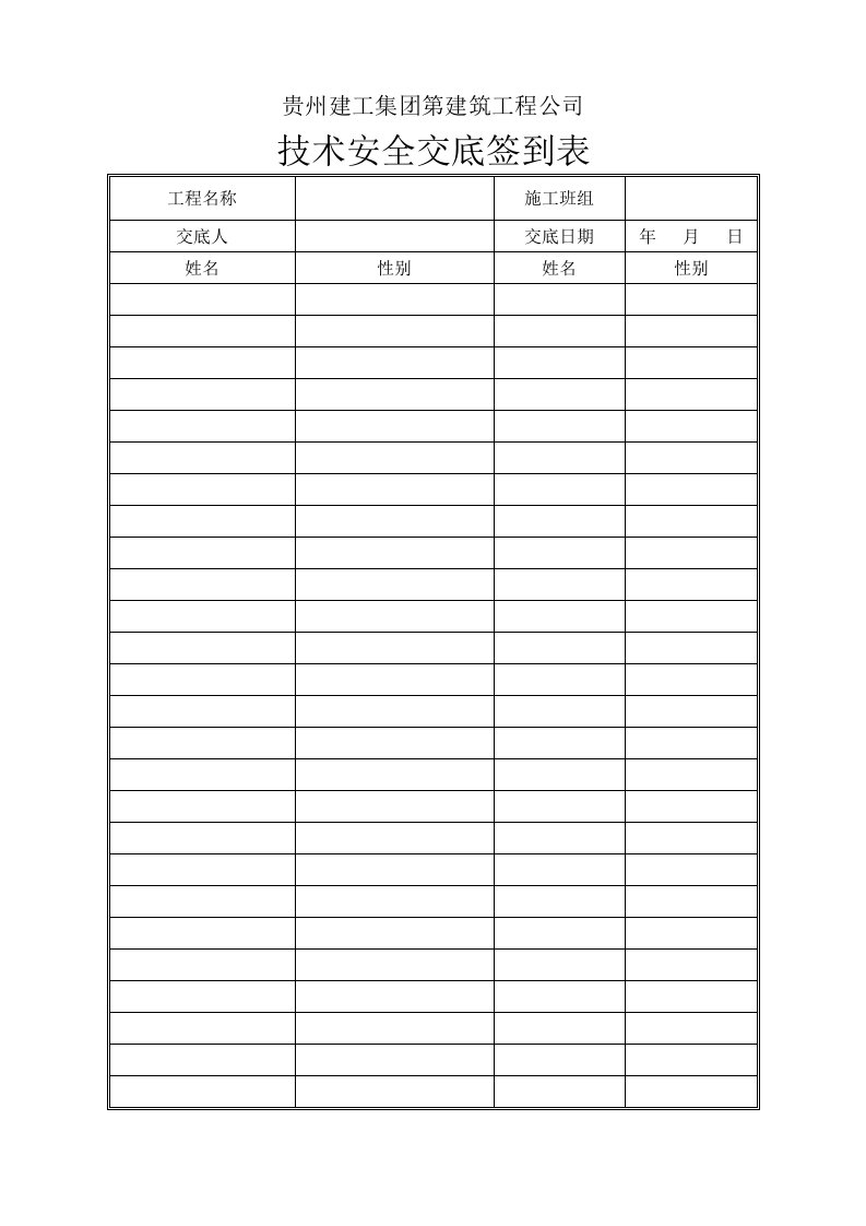 建筑资料-技术交底签到表