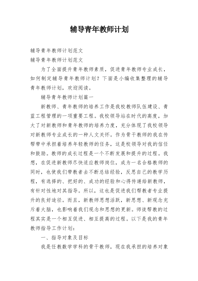 辅导青年教师计划_2