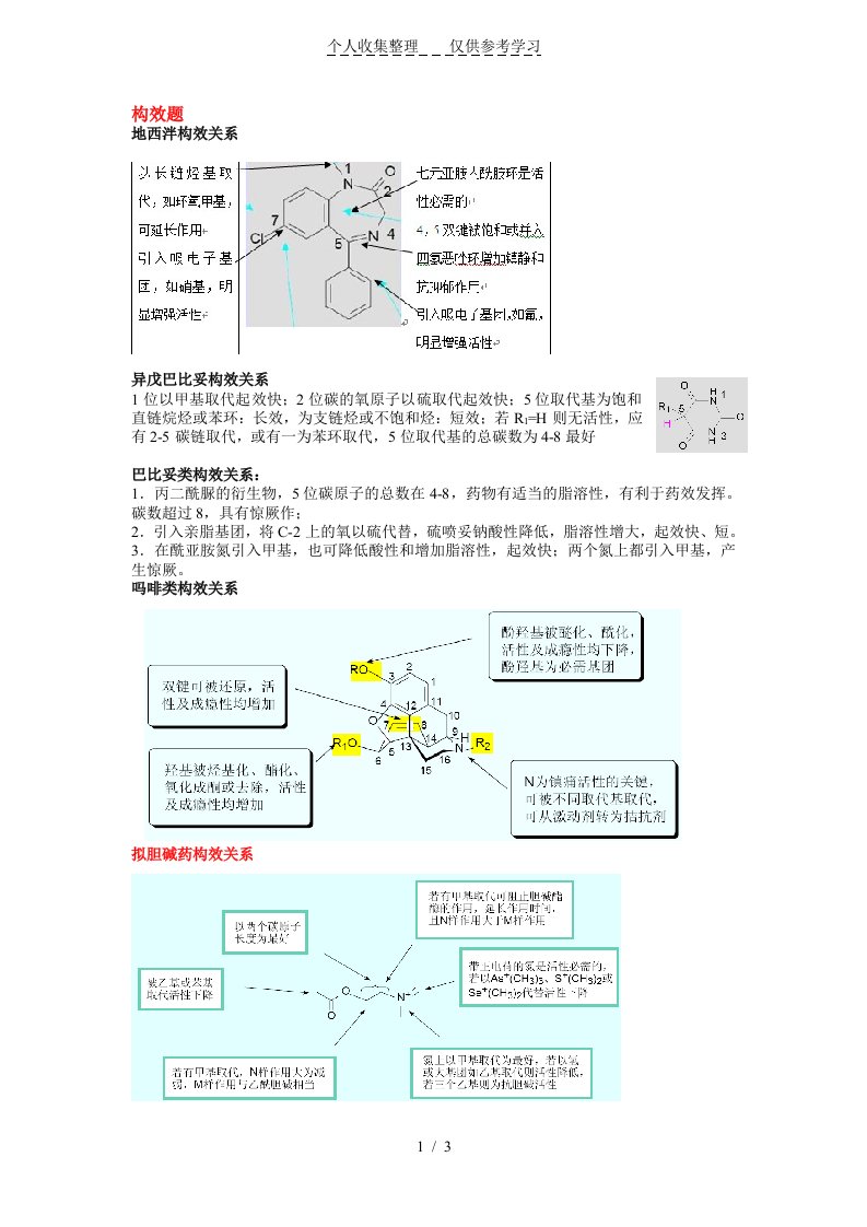 药物化学构效题模拟