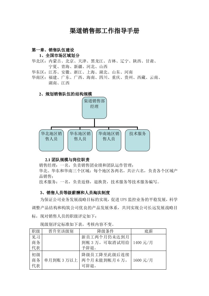 渠道销售部工作指导手册