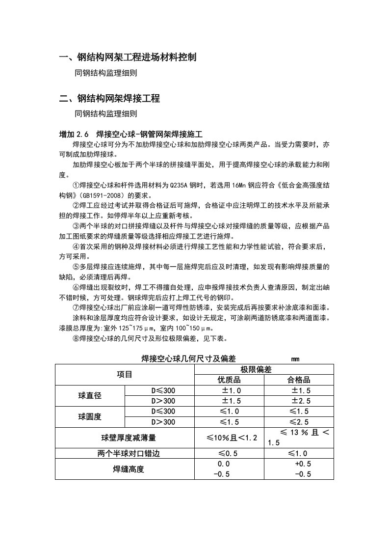 钢结构网架监理细则