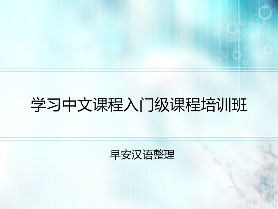 学习中文课程入门级课程培训班ppt课件