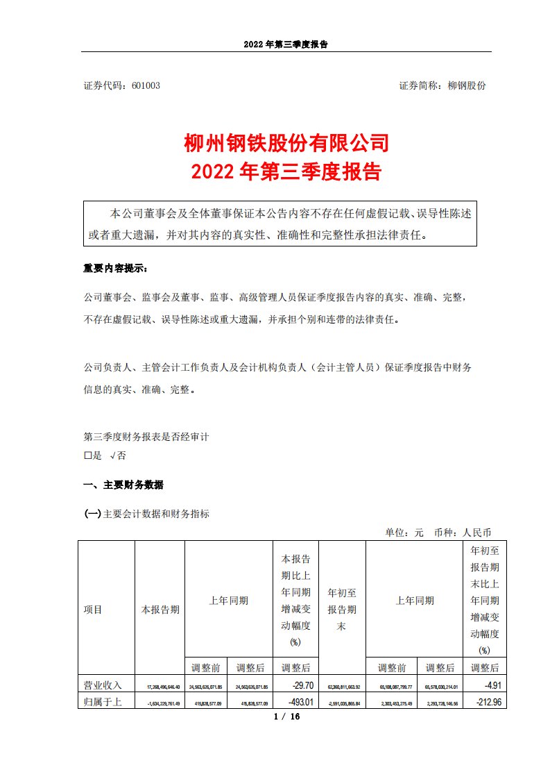 上交所-柳钢股份2022年第三季度报告-20221027