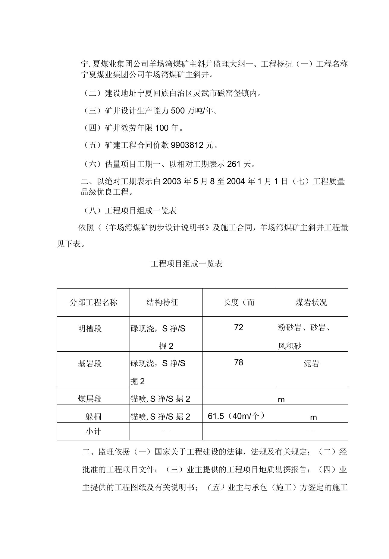 矿建监理大纲