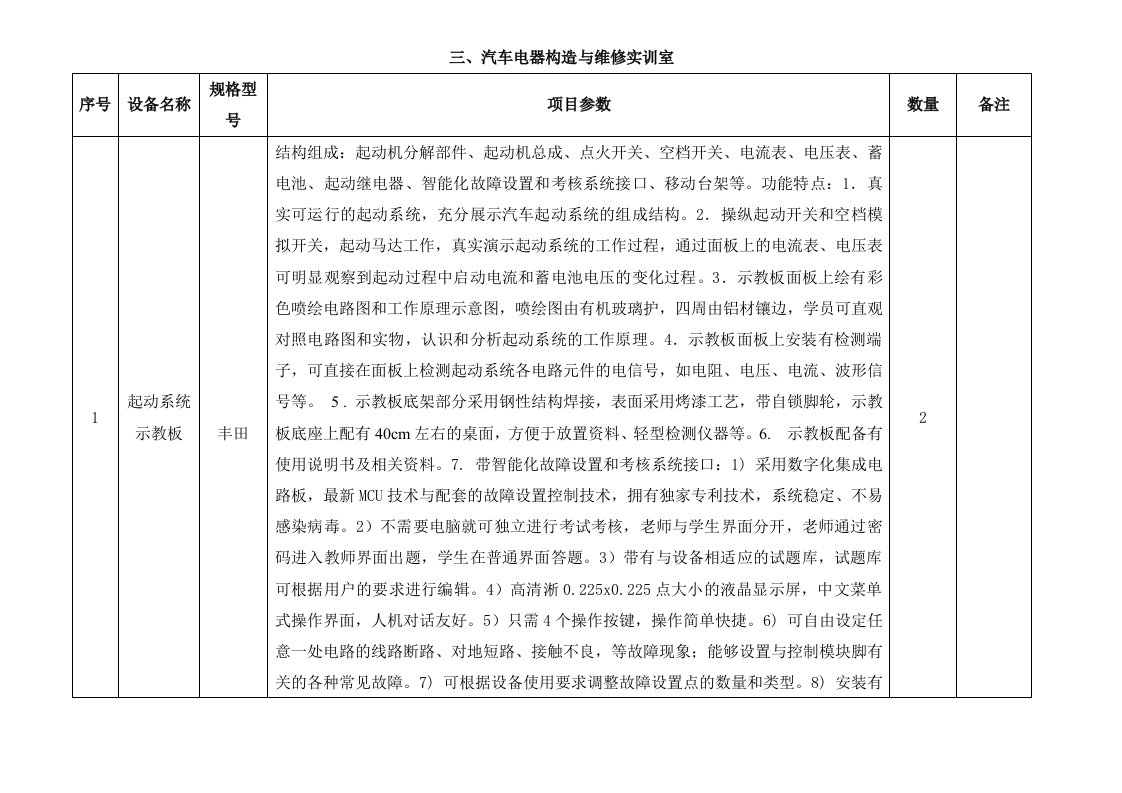 汽车行业-汽车电器构造与维修实训室