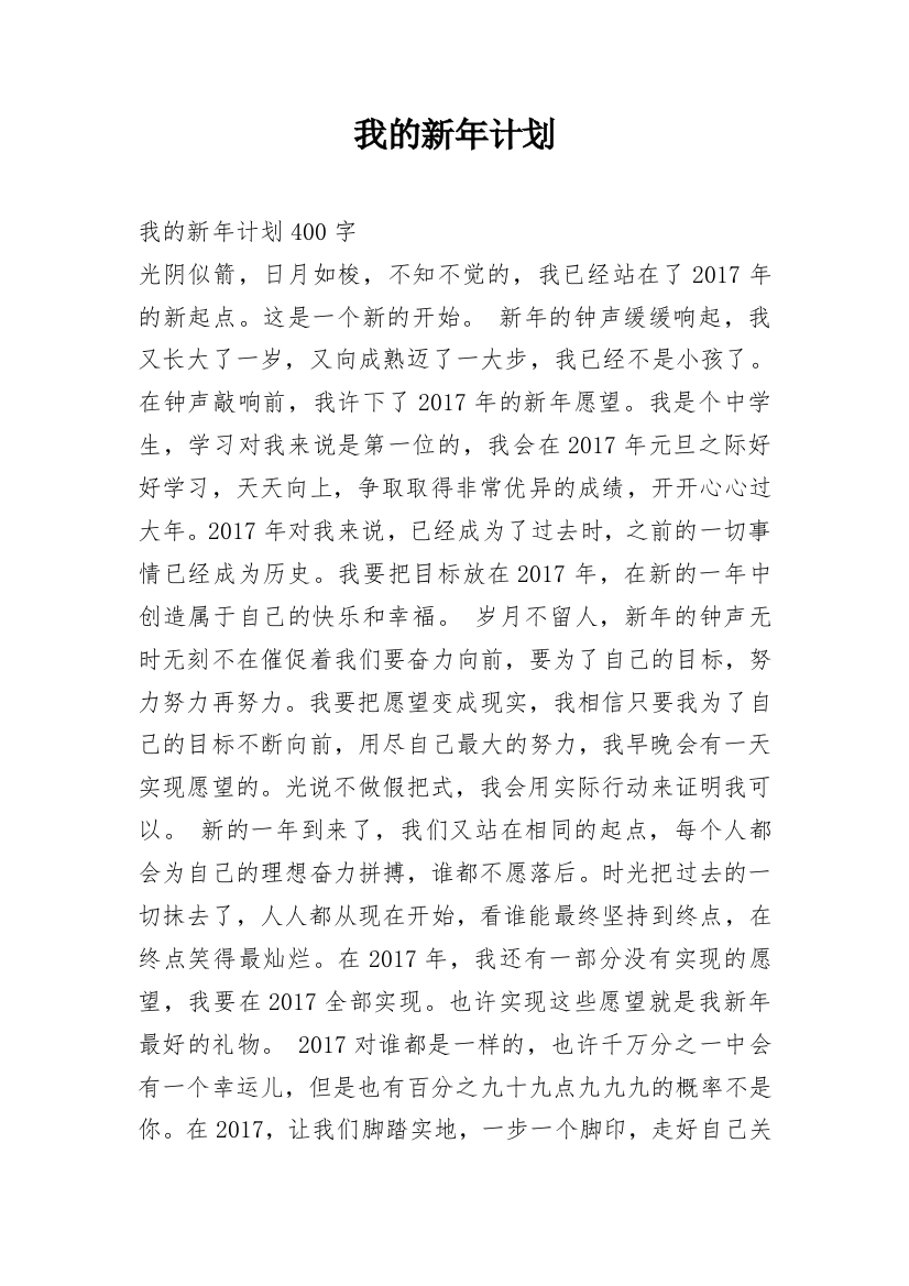 我的新年计划