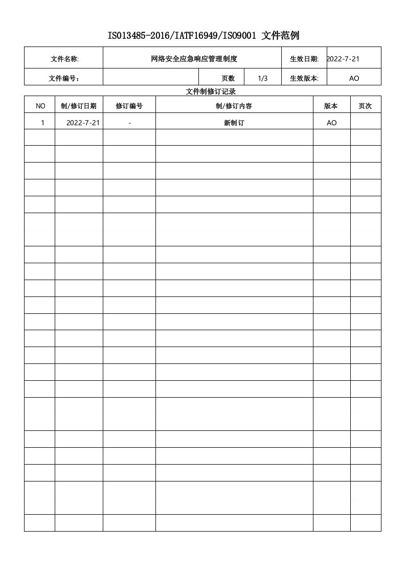 网络安全应急响应管理制度