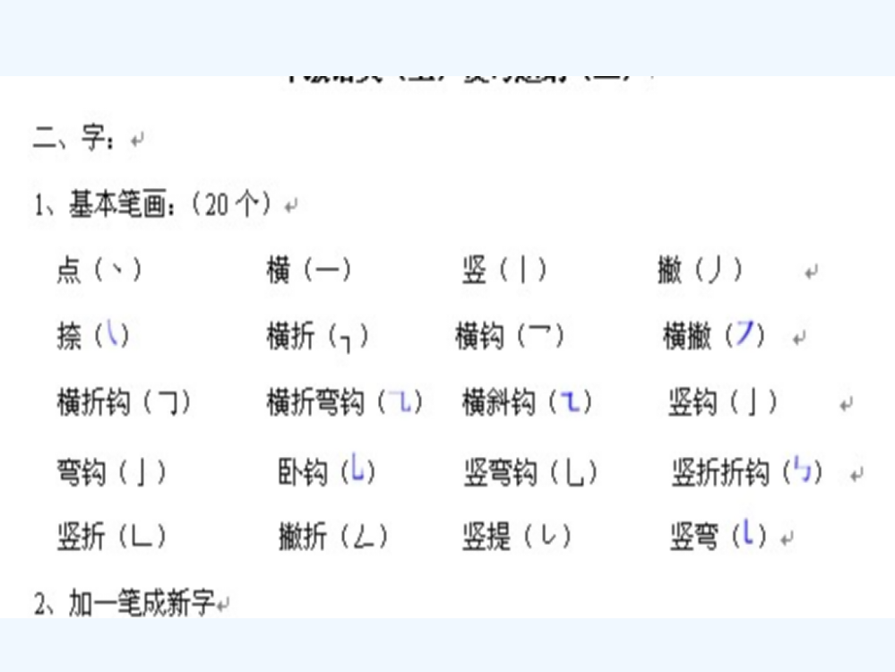 小学一年级语文上册复习