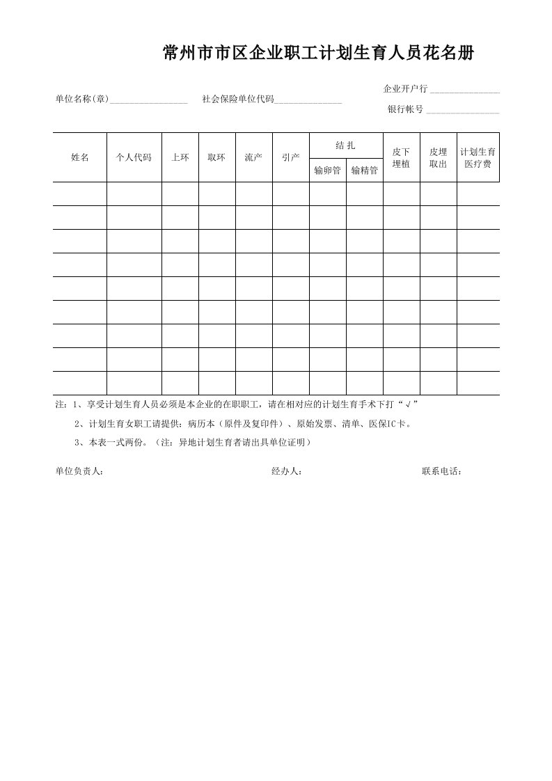 常州市市区企业职工计划生育人员花名册(新)