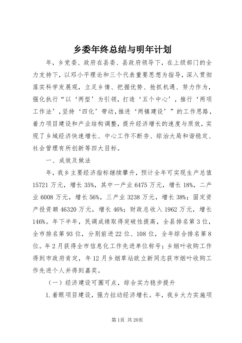 6乡委年终总结与明年计划