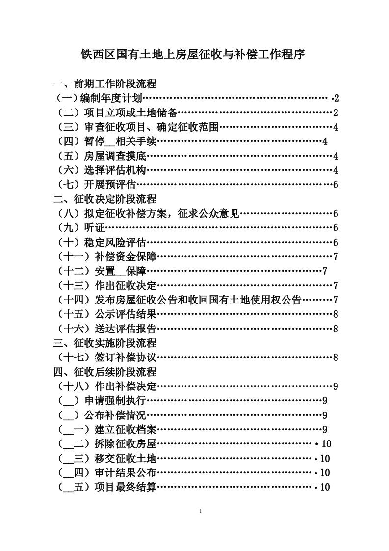 铁西区国有土地上房屋征收与补偿工作程序