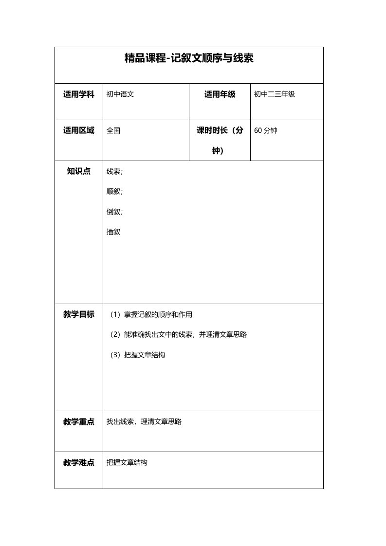 记叙文顺序和线索