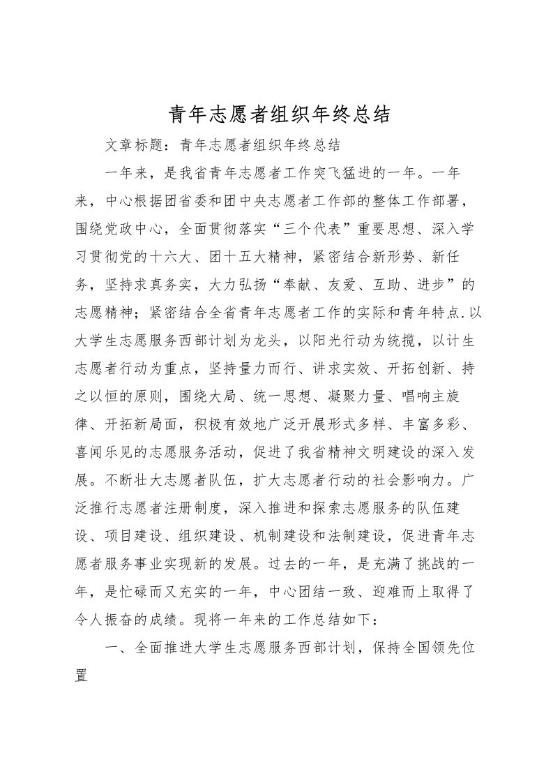 2022-青年志愿者组织年终总结