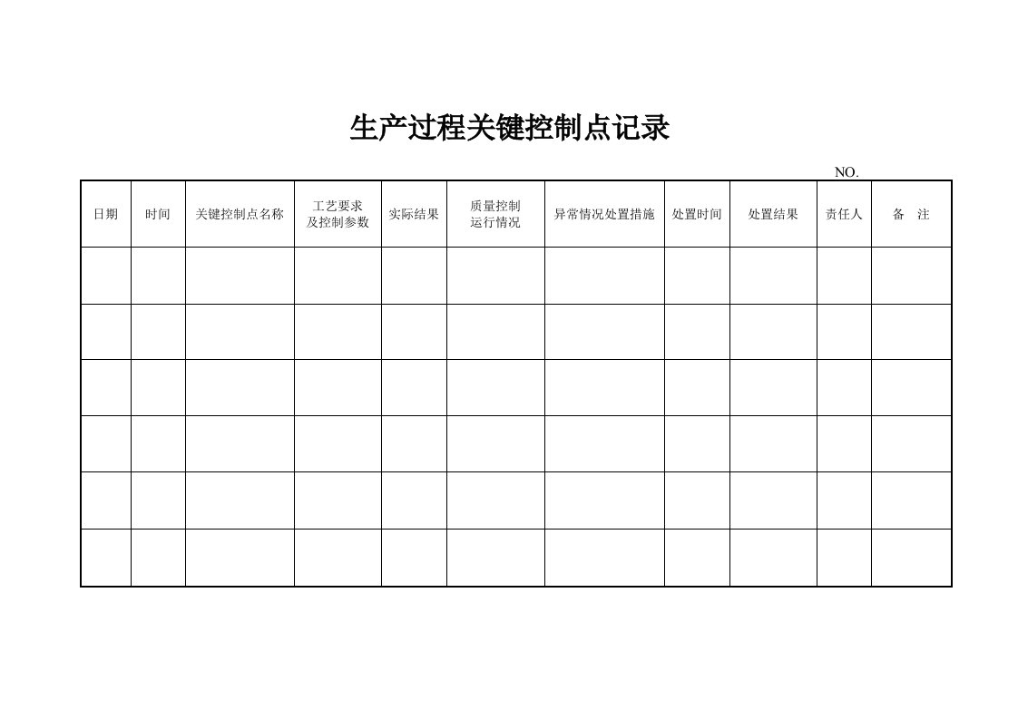 百味食品生产过程关键控制点记录记录表