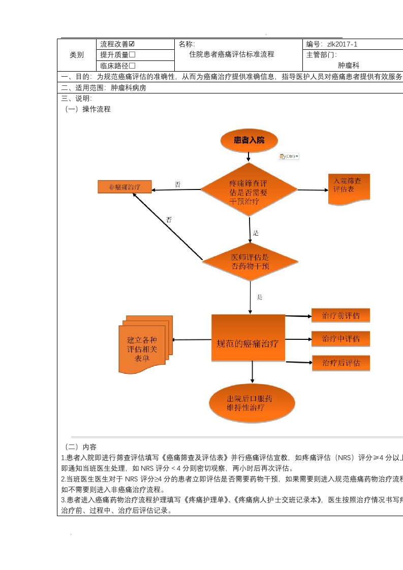 癌痛评估标准化文件