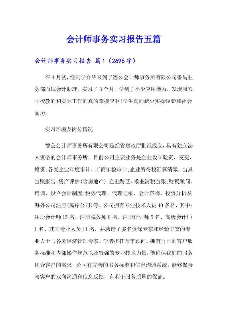 会计师事务实习报告五篇