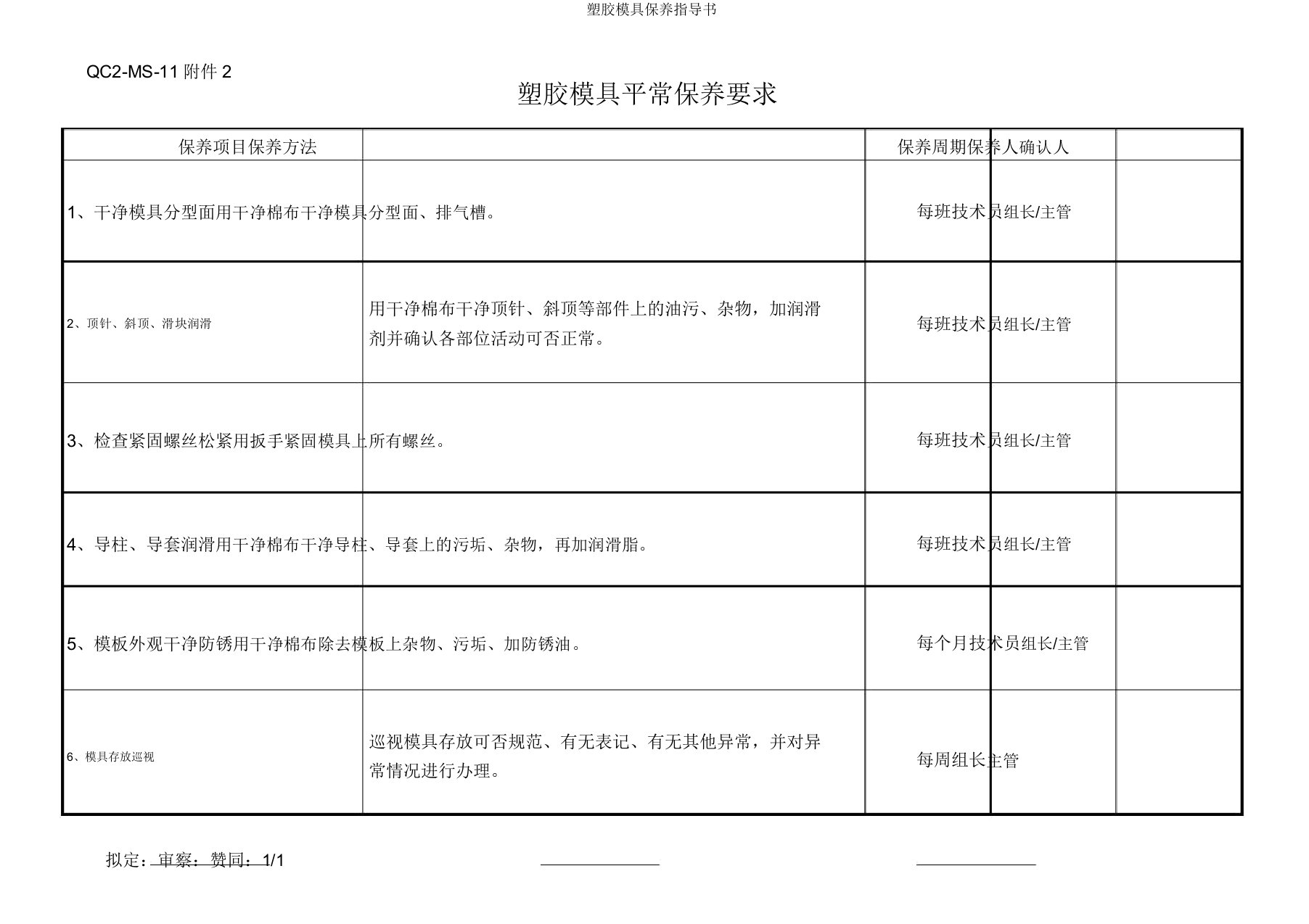 塑胶模具保养指导书