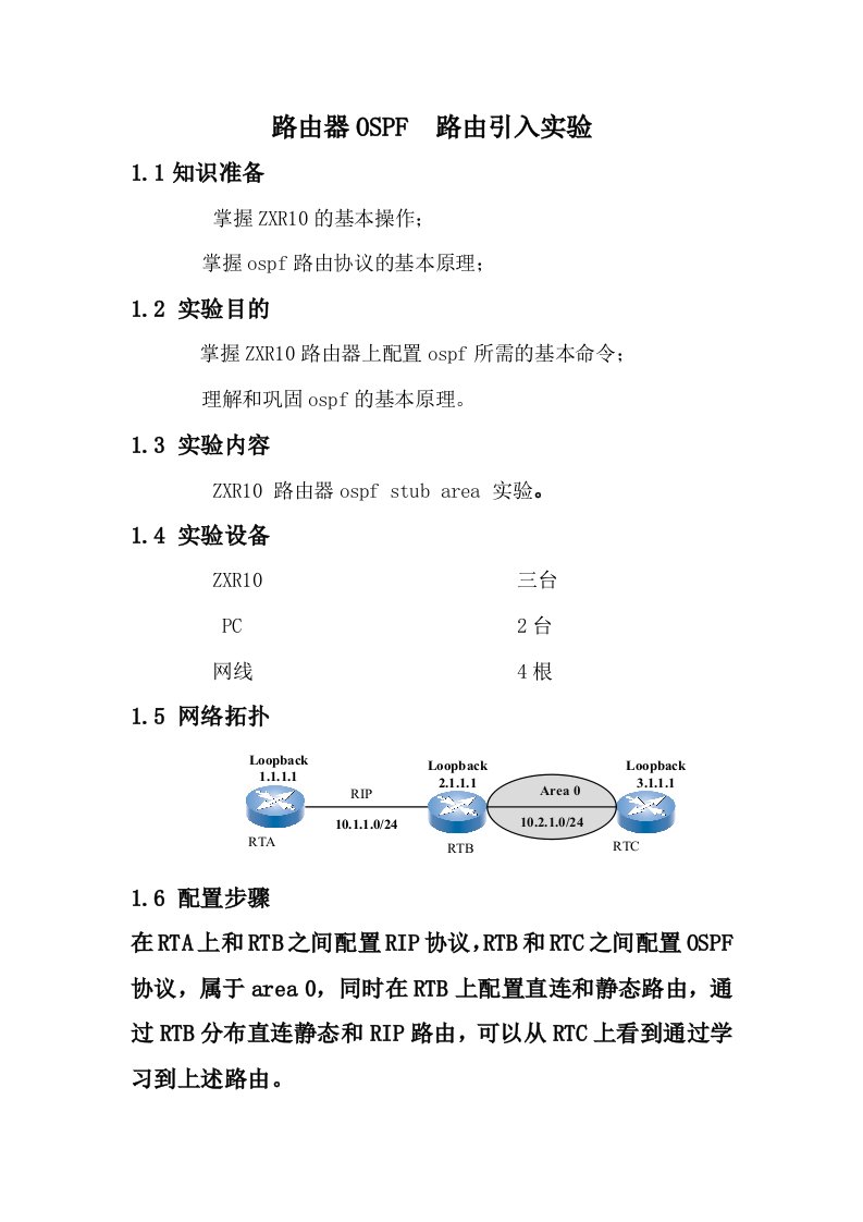 OSPF-路由引入实验