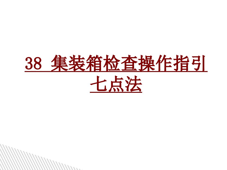 集装箱检查操作指引七点法经典课件