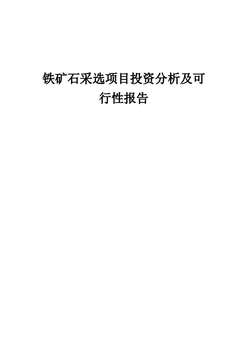 2024年铁矿石采选项目投资分析及可行性报告