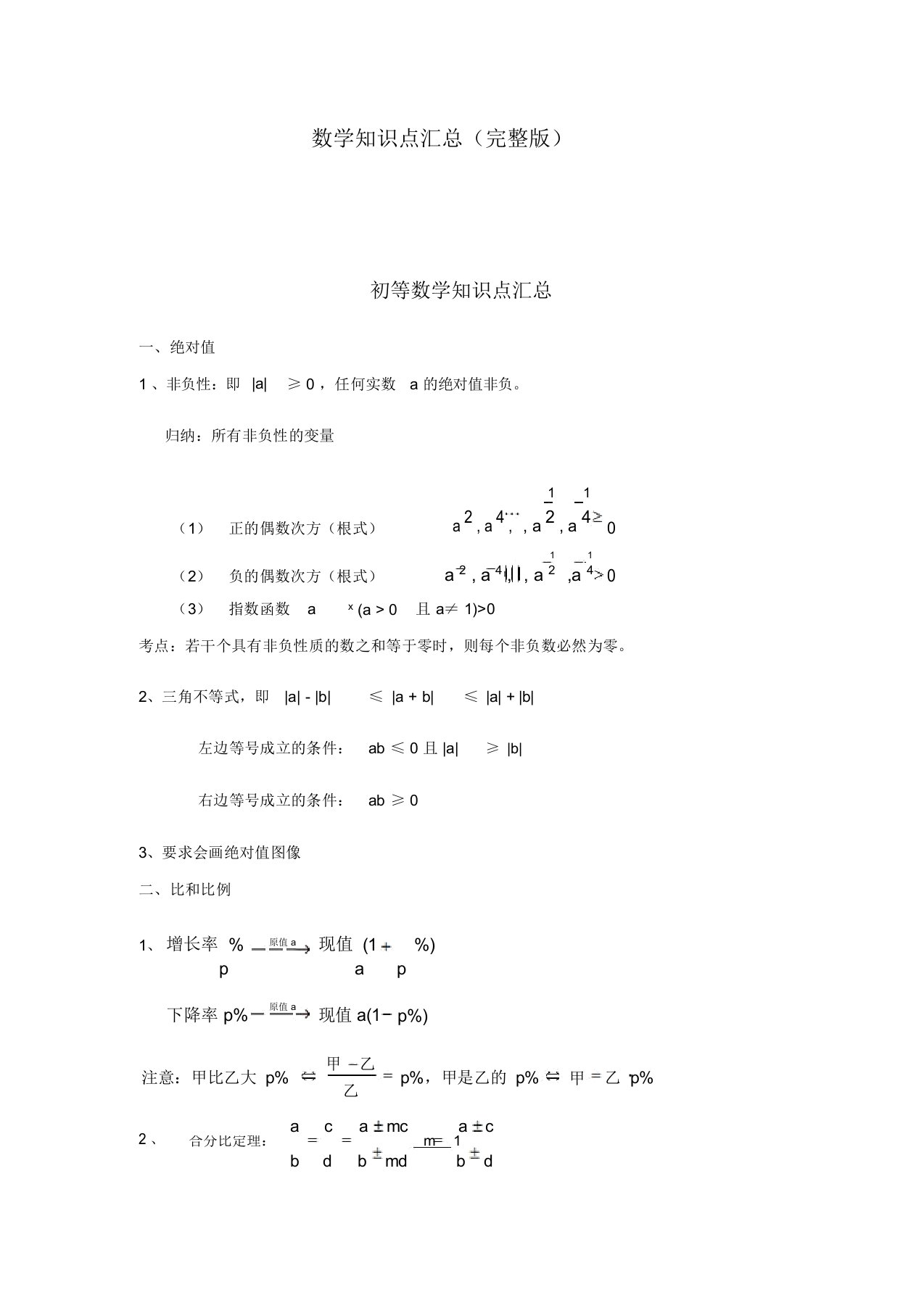 管理类联考综合—数学知识点汇总