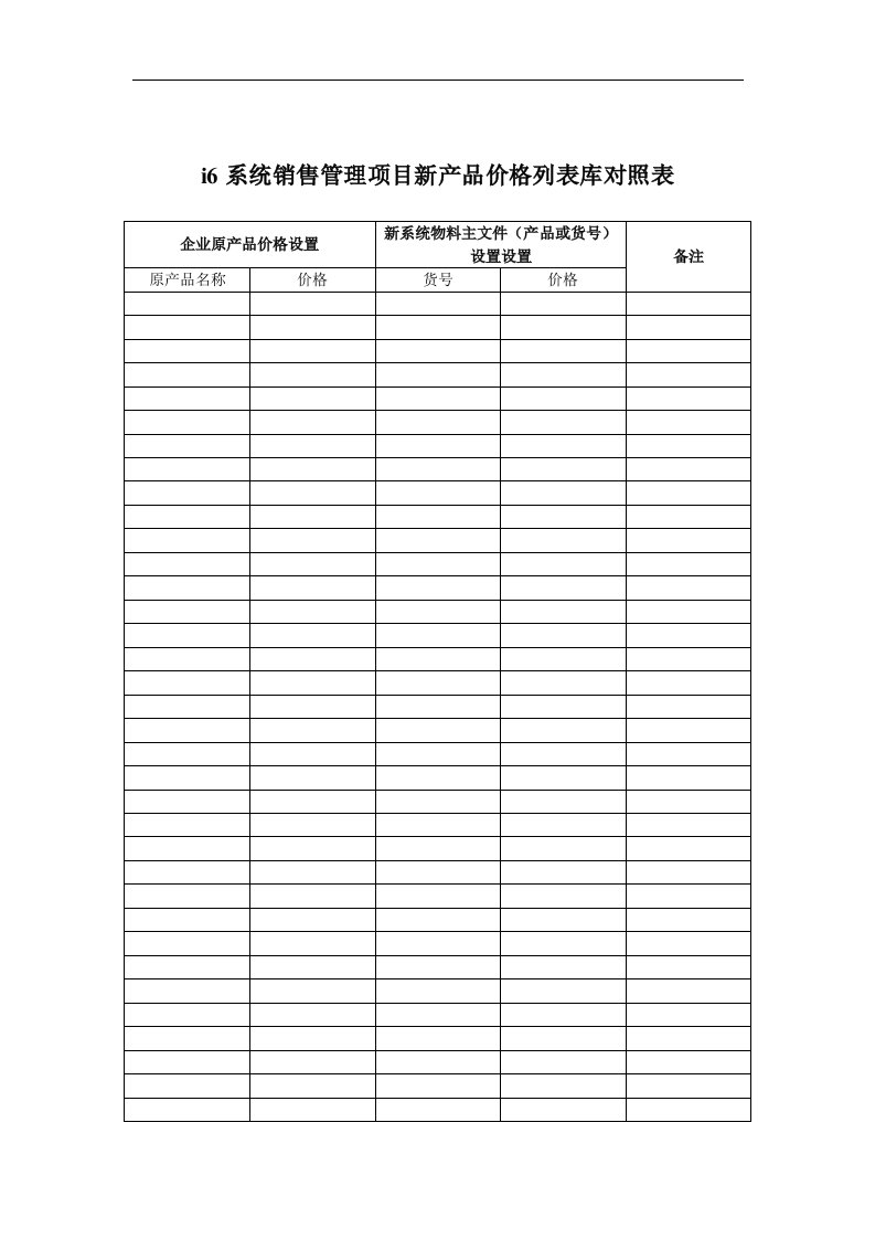 【管理精品】I6_INTFI_05_00003销售管理新旧价格管理物料对照表