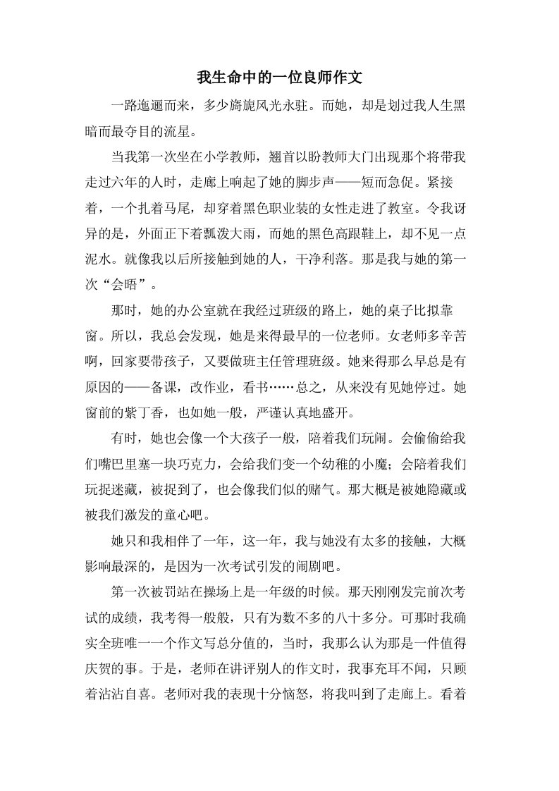 我生命中的一位良师作文