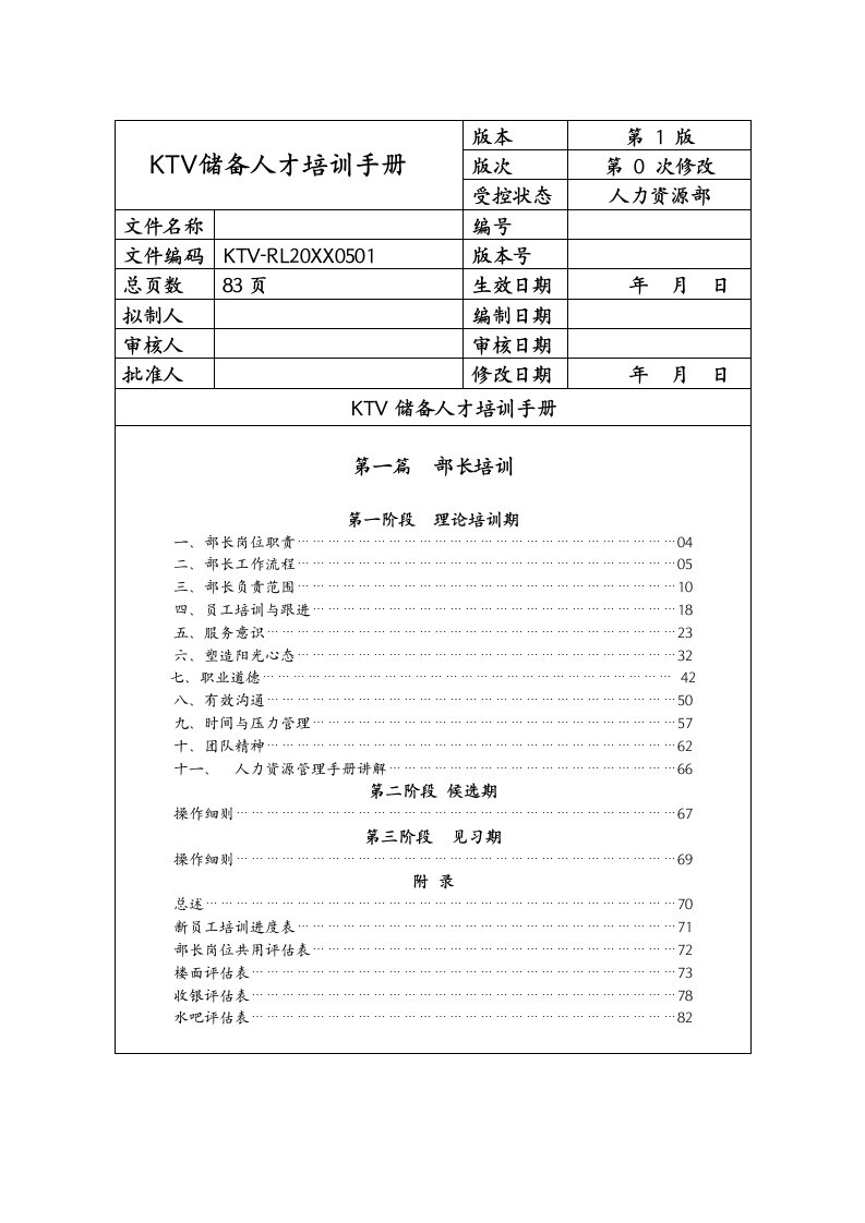 企业培训-KTV储备人才培训手册