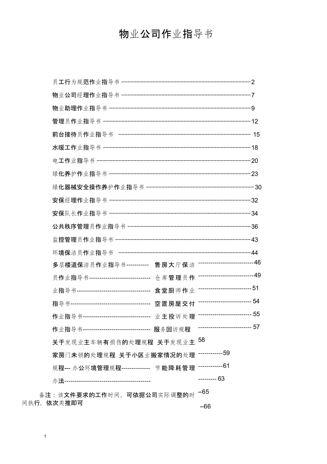 (完整版)物业公司作业指导书