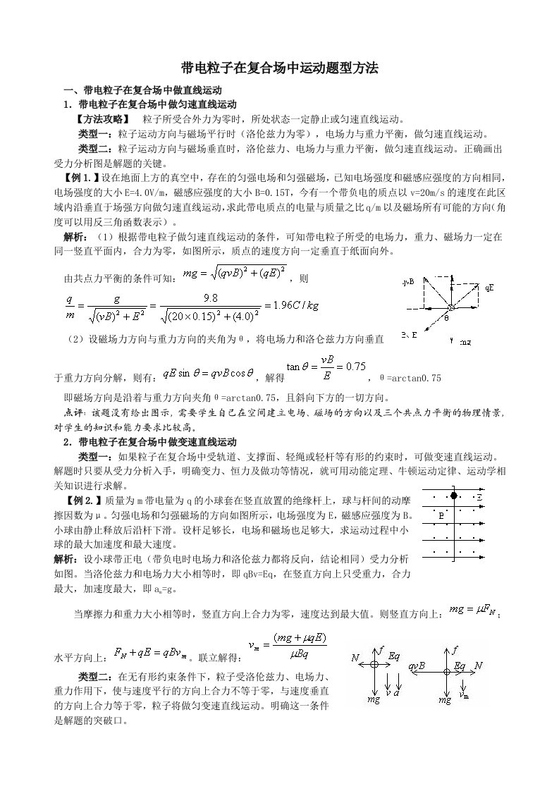 带电粒子在复合场中运动题型方法