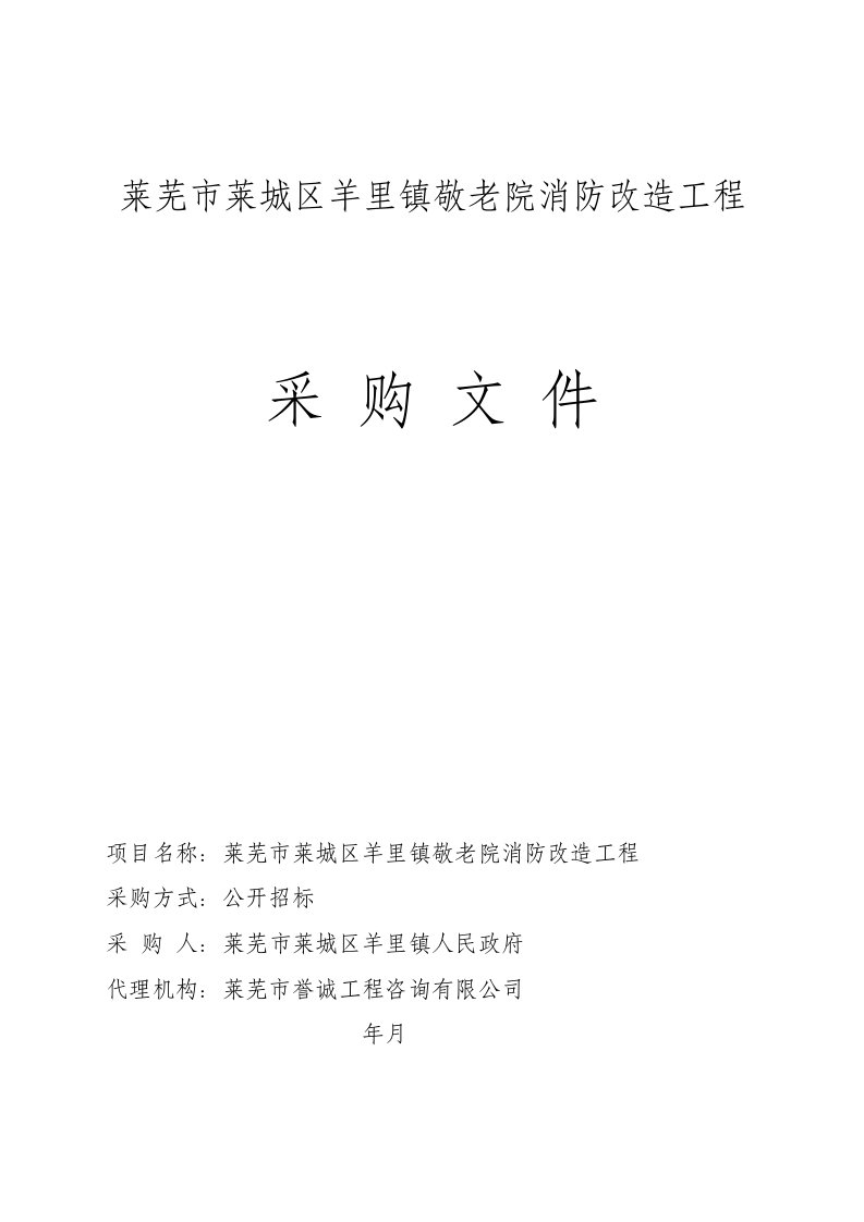 莱芜市莱城区羊里镇敬老院消防改造工程