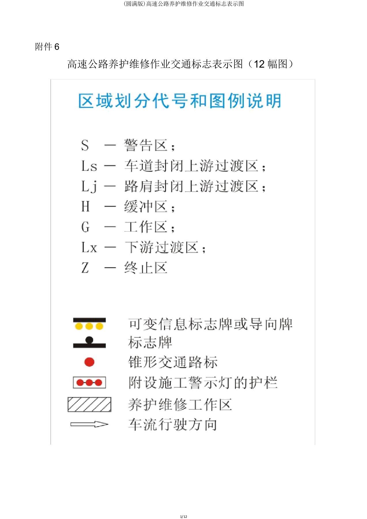 高速公路养护维修作业交通标志示意图