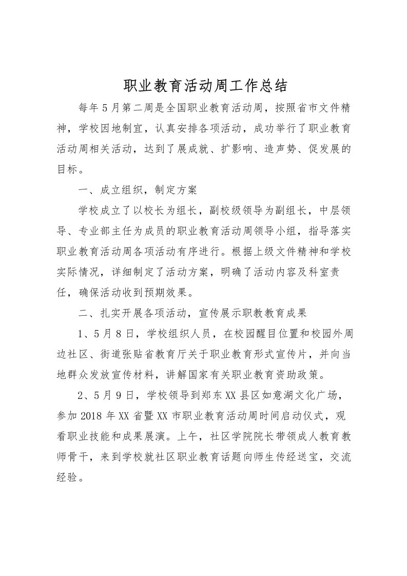 2022-职业教育活动周工作总结