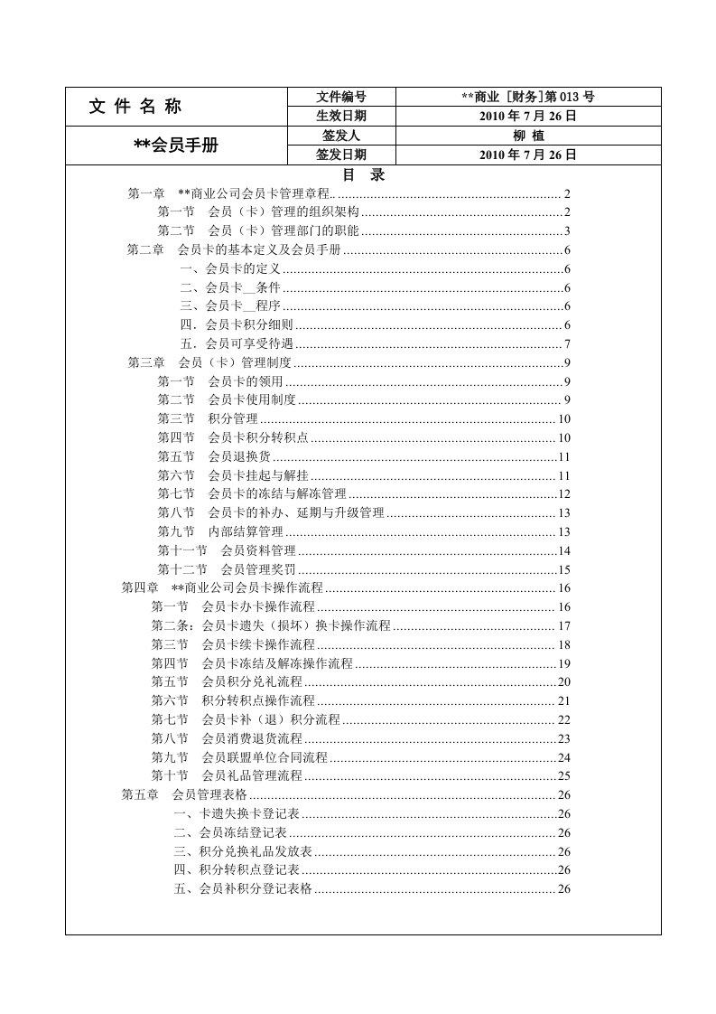 会员管理手册确定版(某店)