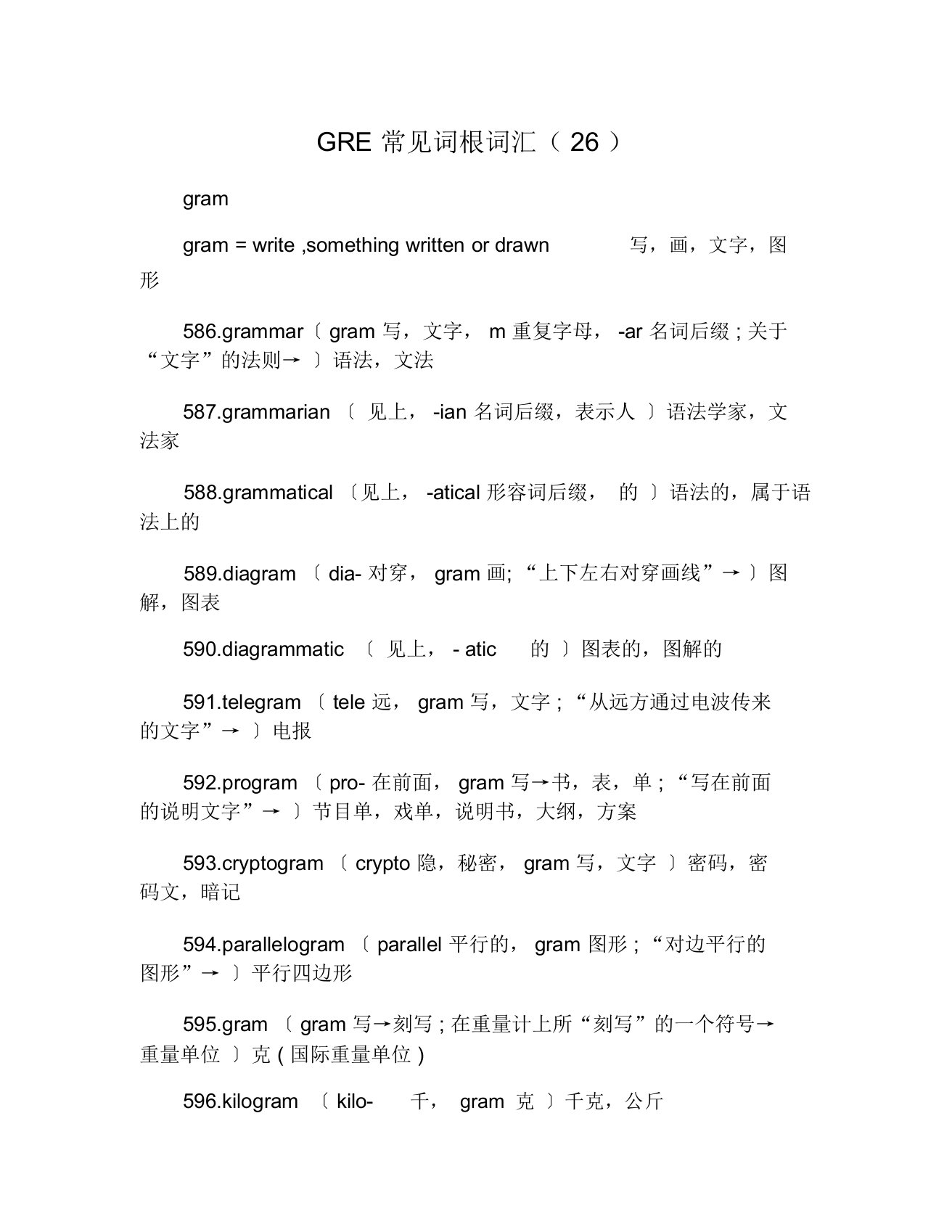 GRE常见词根词汇(26)