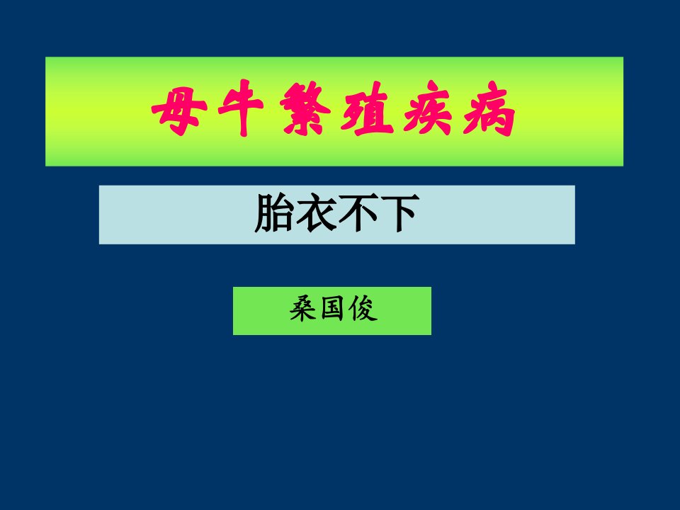 桑国俊母牛繁殖疾病胎衣不下