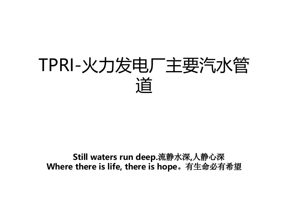 TPRI火力发电厂主要汽水管道